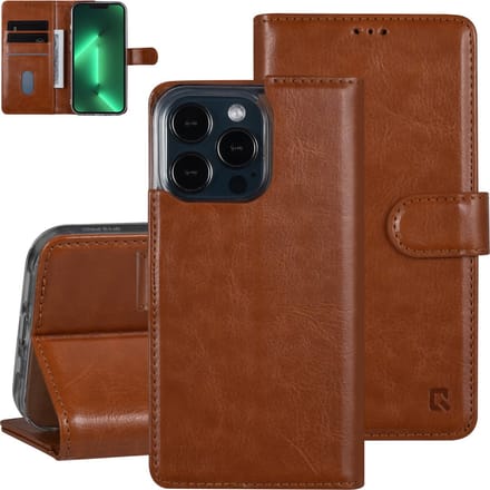 UNIQ Accessory iPhone 13 Pro Book Case hoesje - Pasjeshouder voor 3 pasjes - Magneetsluiting - LichtBruin