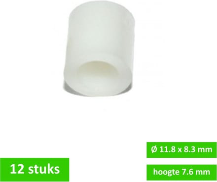TQ4U nylon opvulring - M8 - Ø 11.8 mm x 8.3 mm - hoogte 7.6 mm - wit - 12 stuks