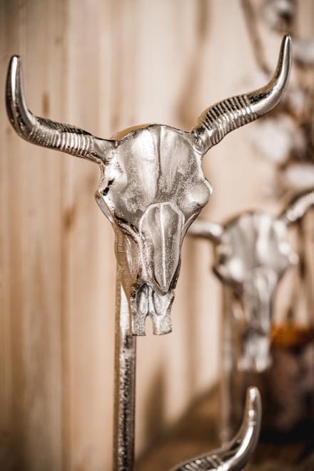 Michael Noll - Schedel stier op standaard - Aluminium - Maat L