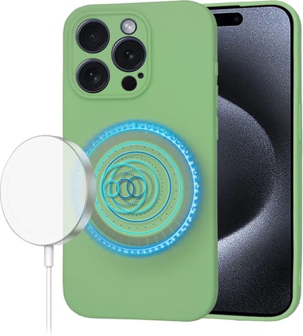 Hoesje geschikt voor Apple iPhone 15 Pro - Techsuit Soft Flex Silicone Back Cover - Geschikt voor MagSafe - Mint Green