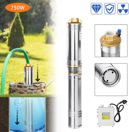 Diepteputpomp, putpomp, buispomp, automatische omschakeling, 4 inch, 750W