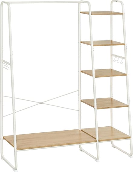 MAZAZU - Kledingrek - Verstelbaar - Wit/Bruin - 45x120x160cm