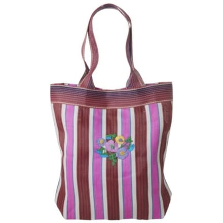 Rice gerecycled plastic shopper strepen - bloemen