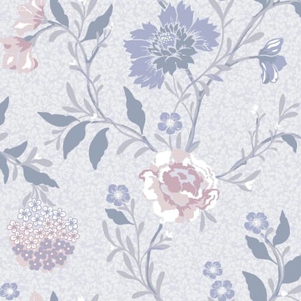 Duro Vliesbehang 683-01 - Blommor & Blad - Botanisch Blauw - 53cm x 10.05m