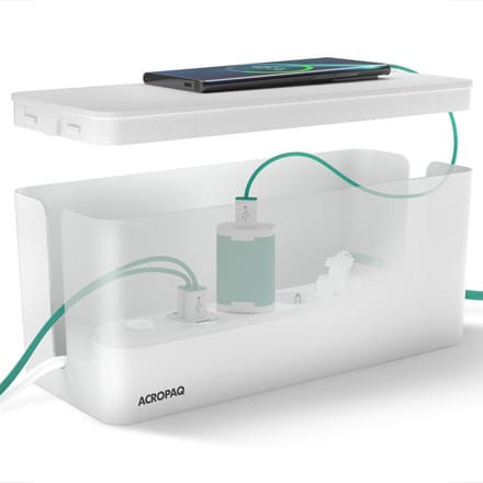 ACROPAQ Kabelbox – 32 x 13,2 x 12,7 cm, Anti-slip, Wit – Kabelbox voor snoeren wegwerken, Cablebox, Kabelopbergdoos