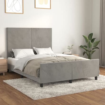 vidaXL - Bedframe - zonder - matras - 140x190 - cm - fluweel - lichtgrijs