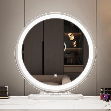 Make-up spiegel - Verlichte spiegel - Schoonheidsroutine - 360 graden draaibaar - 34 x 30 cm - Wit