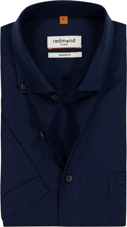 Redmond comfort fit overhemd - korte mouw - Oxford - donkerblauw