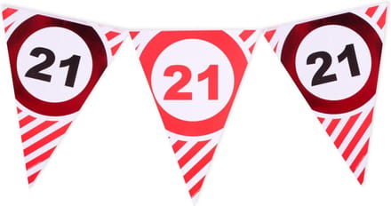 Vlaggenlijn ''21'' - 21 jaar - Slinger - 4 het moment! - 3 meter