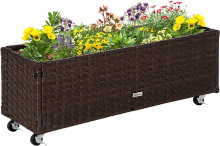 Outsunny verhoogde plantenbak - met wielen - bruin