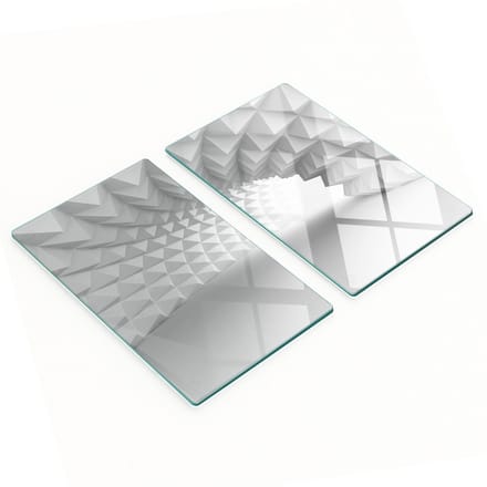 Set van twee glazen keukenplanken met abstracte tunnelvorm, 2x30x52 cm
