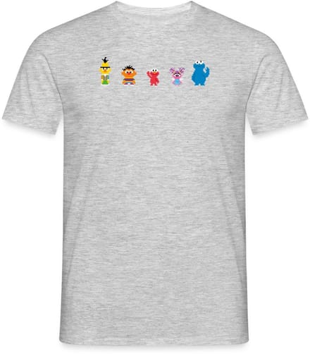 Sesamstraat Pixelontwerp Personages T-Shirt Heren