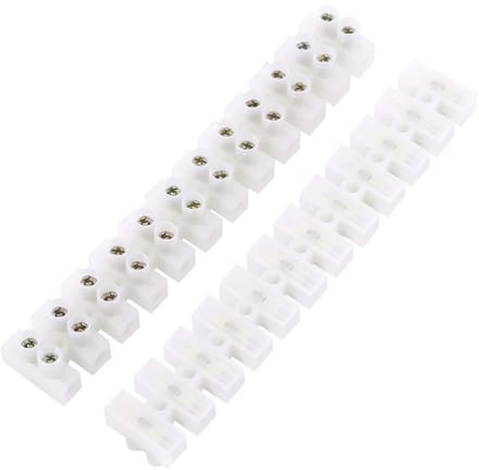 Schroefklemmenblok - Klemstrip Aansluitblok - Elektrische Verbindingen - Verdeelbare Strips - 10 Stuks - Wit