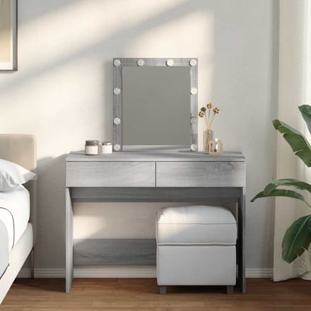 vidaXL - Kaptafel - met - LED-verlichting - 100x40x130 - cm - grijs - sonoma