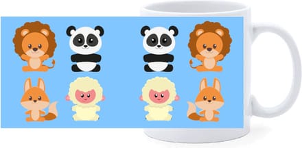 Beker - Leeuw - Panda - Vos - Schaap - Dieren Getekend