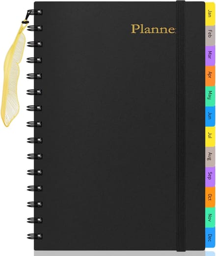 Dagplanner 2023-2024 - Maandelijkse Planner - Tijdmanagement - Met Tabbladen - A5 Formaat - Zwart