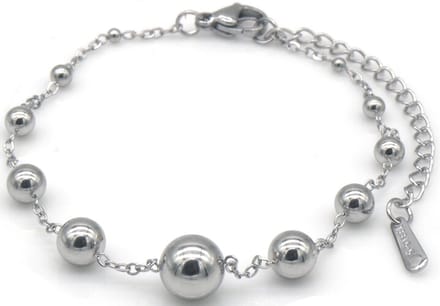 RVS bolletjes armband 16-21 cm – zilverkleurig – dames