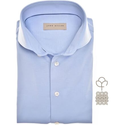 John Miller Overhemd Fine Tricot Cotton Stretch Licht Blauw / male
