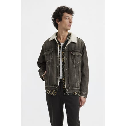 Levi's Relaxed Fit Sherpa Trucker Jacket Black Maat: S | Spijkerjassen Outlet | Heren | Zwart