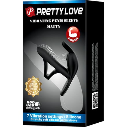 Pretty Love - Matty - Vibrerende Penis Sleeve - Zwart