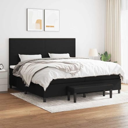 vidaXL - Boxspring - met - matras - stof - zwart - 200x200 - cm
