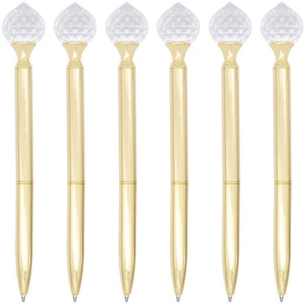 6 Stuks Crystal Drop Diamond Metallic Balpen - Hervulbaar en Intrekbaar