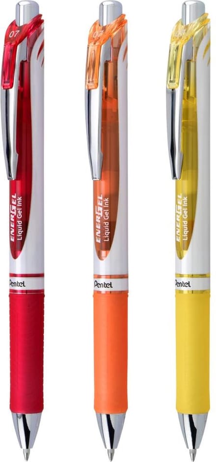 Pentel - EnerGel RTX Retractable Liquid Gel Pens 0.7mm 3 stuks - Happiness Expressions - BL77HAPBP3M