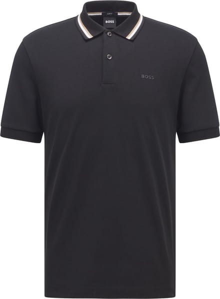 katoenen Boss Black polo effen zwart slim fit