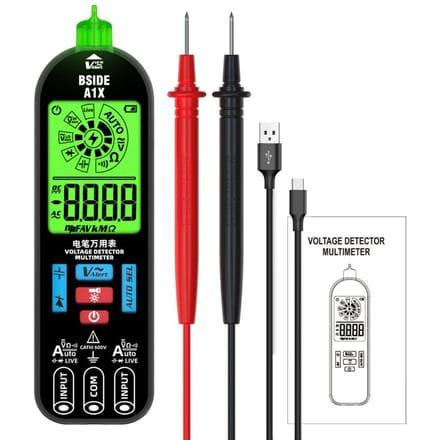 BSIDE Draagbare digitale multimeter Elektrische testpen Professionele spanningsweerstanddiodetester no storage bag zwart