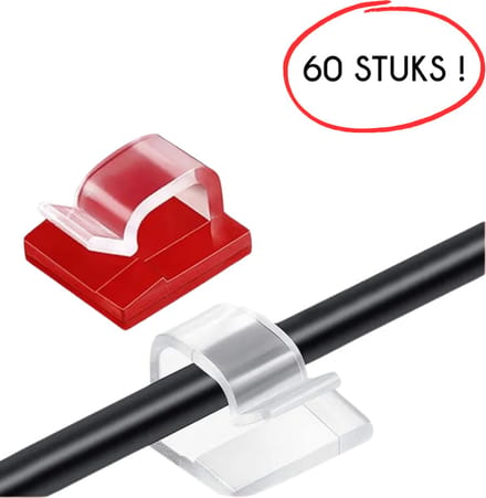S4D® - Kabelclips - Kabelklemmen Zelfklevend - Kabelbinder - 60 Stuks ! - Transparant