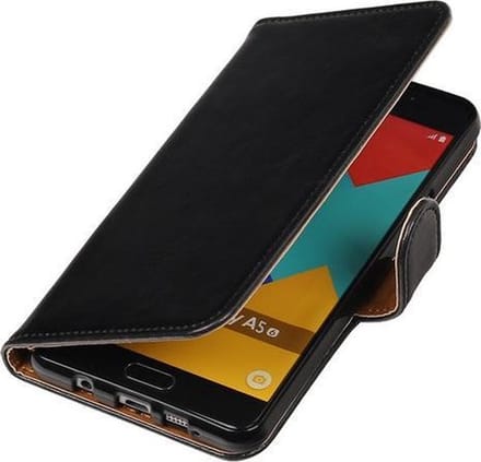 Zwart Pull-Up PU booktype wallet cover hoesje voor Samsung Galaxy A5 2016