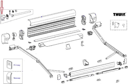 Thule 8000 Eindkap vaste bak links 220V Antraciet