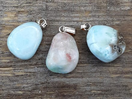 Edelsteen Larimar hanger - zilver
