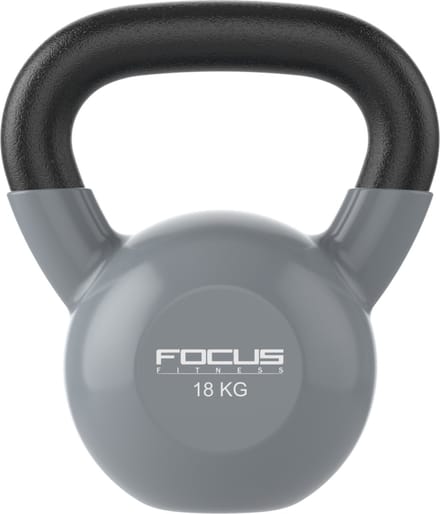 Focus Fitness - Kettlebell - Vinyl - 18 kg - Grijs