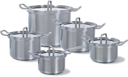 BK Q-linair Master Glas 5-delige pannenset- Veilig afgietsysteem - RVS - PFAS-vrij