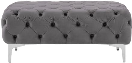 Vente-unique Chesterfield-poef van antracietgrijs velours EDWINA