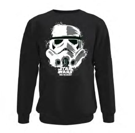 Star Wars - Stormtrooper Hoofd Zwart Heren Sweat met Ronde Kraag - S