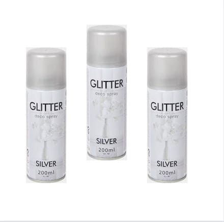 Glitterspuitverf zilver - Spuitbus | spuitverf - 3 x 200 ml