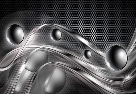 Fotobehang Silver Grey Black Abstract Modern | PANORAMIC - 250cm x 104cm | 130g/m2 Vlies