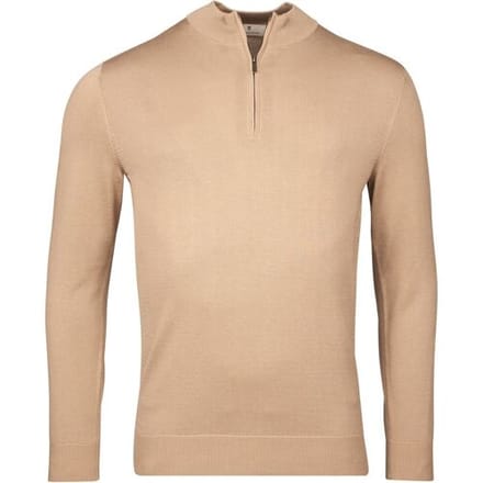 Thomas Maine Trui Half Zip Single Knit Uni Color Beige / male
