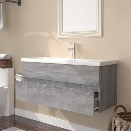 vidaXL - Wastafelkast - met - ingebouwde - wasbak - bewerkt - hout - grijs - sonoma