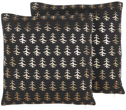 LEROY - Sierkussen set van 2 - Zwart - 45 x 45 cm - Katoen