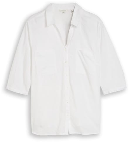 Tom Tailor - Plus Size - Overhemdblouse met linnen - Maat 46 - White