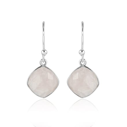 SilverGems Zilveren oorhangers met Rozenkwarts edelstenen