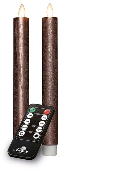 Dinerkaars rustiek wax bewegende vlam 23 cm brons 2 stuks Anna's Co...