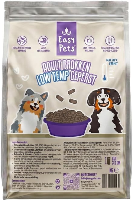 2 kg Easypets low temp hondenbrok adult hondenvoer