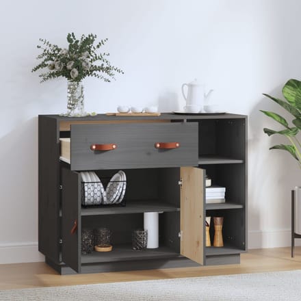 vidaXL - Dressoir - 98,5x40x75 - cm - massief - grenenhout - grijs