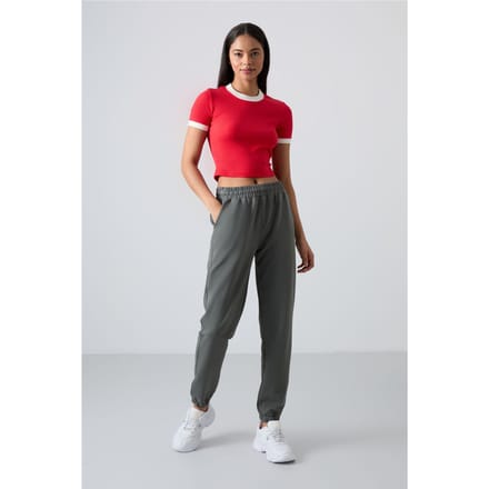 Vrouwen Hoge Taille Relaxed Fleece Joggingbroek