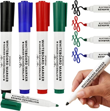 Whiteboardstift, rond, dikke stift, 2,5 mm - set van 4 kleuren