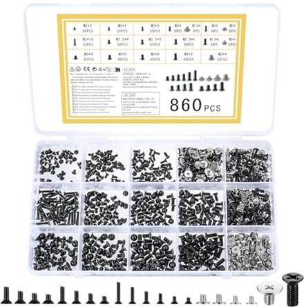 860-delige schroevenset voor computer en laptop - M2, M2.5, M3 schroeven assortiment